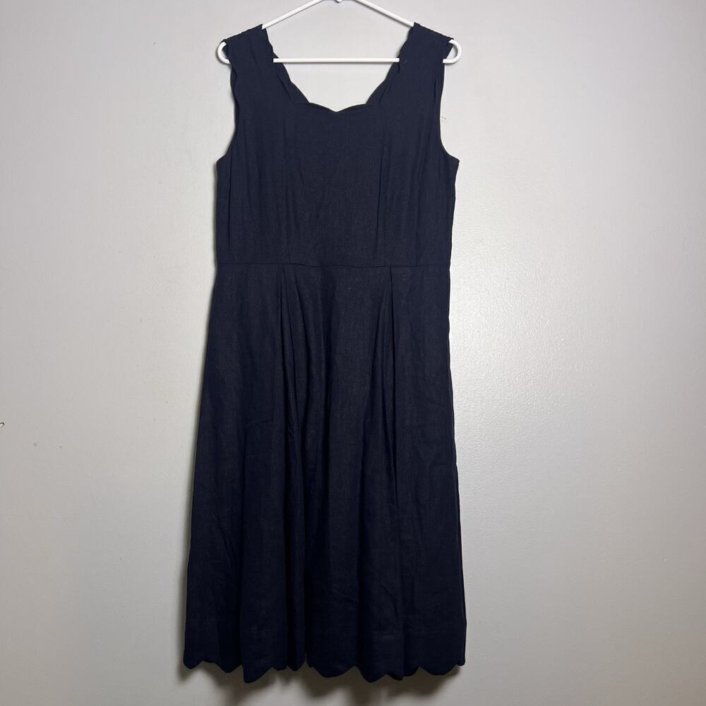 Sigrid Olsen Wool Viscose Sleeveless A Line Dress Navy Blue Sz M Pocket